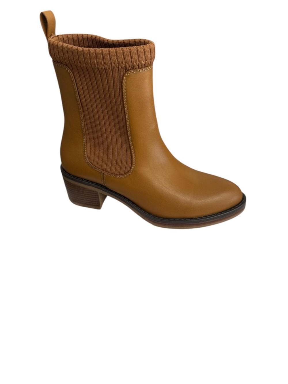 Sonoma Cognac Knit-Top Ankle Bootie
